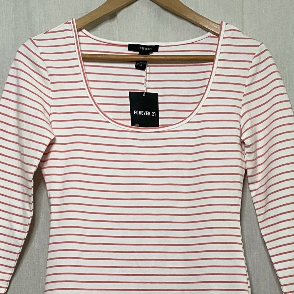 Forever 21 White & Coral Stripe Bodycon Dress - Picture 15 of 16